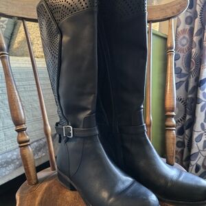 Gianni Bini Perforated Black Over the Knee Boots